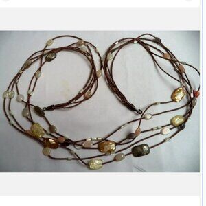 VINTAGE ESTATE SIGNED JAY MOP STONE 38" NECKLACE 1974